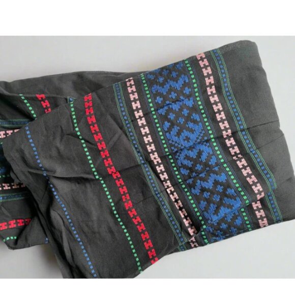 Joie Boho Embroidered Cotton Mini Dress Small Black VNeck Blue Shada Bell Sleeve - Picture 9 of 9